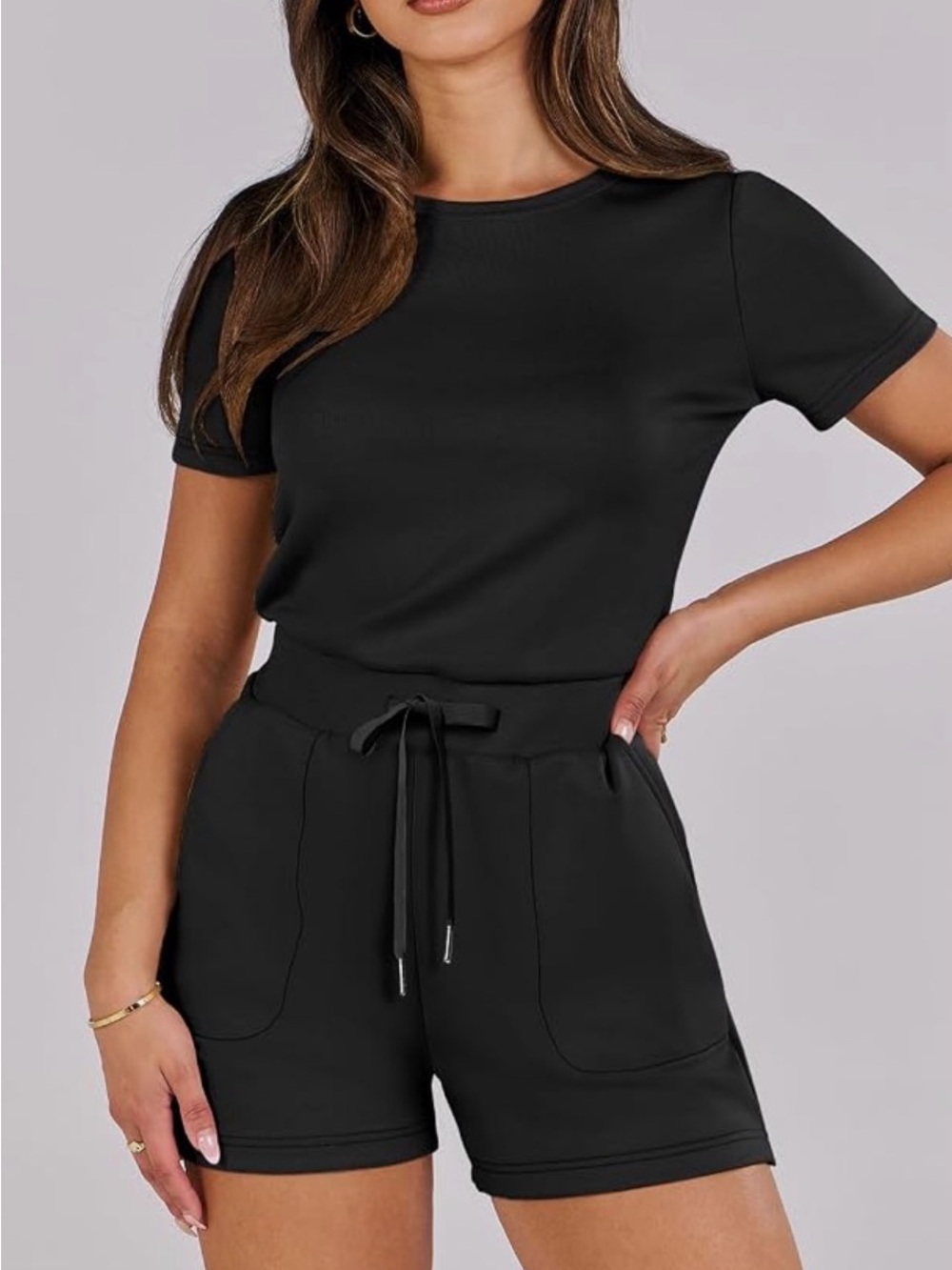 M • anrabess Amazon sporty black short sleeve romper